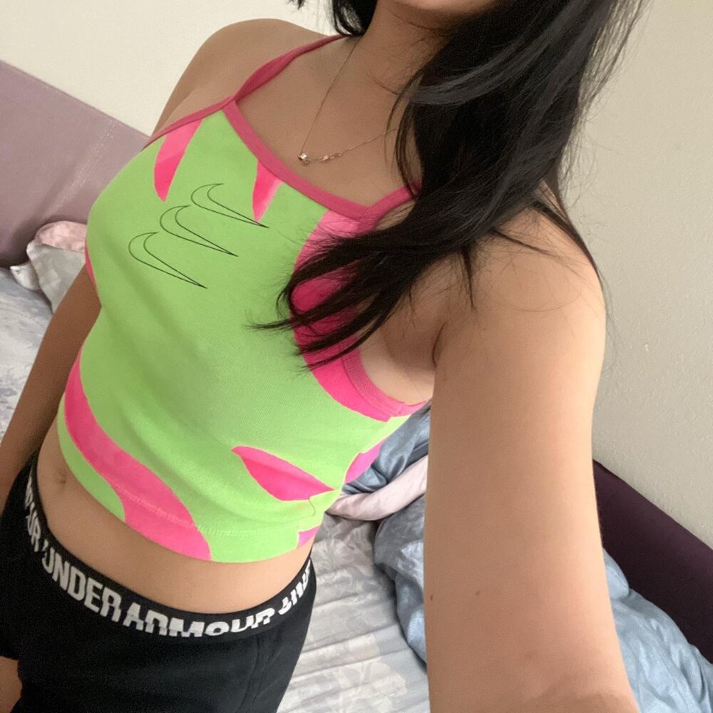 Nike Pink and Green Y2K crop top NWT